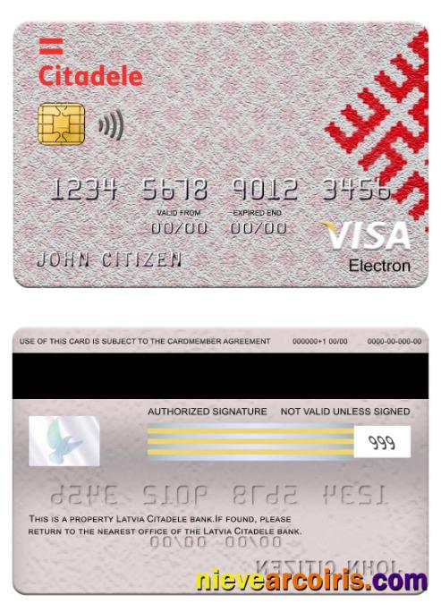Latvia Citadele bank visa electron card